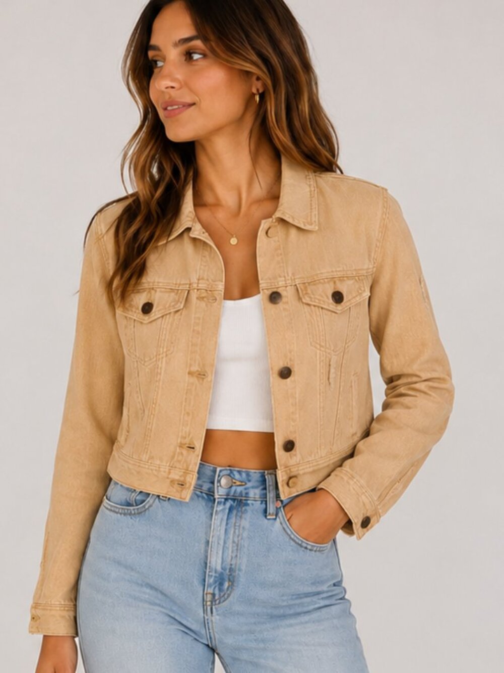 Free People Cotton Yellow Mustard  Distressed  Denim Jean Jacket Sz 8 Boho